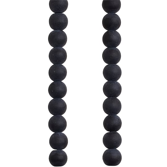 9 Pack: Jet Black Glass Round Beads, 6mm by Bead Landing™